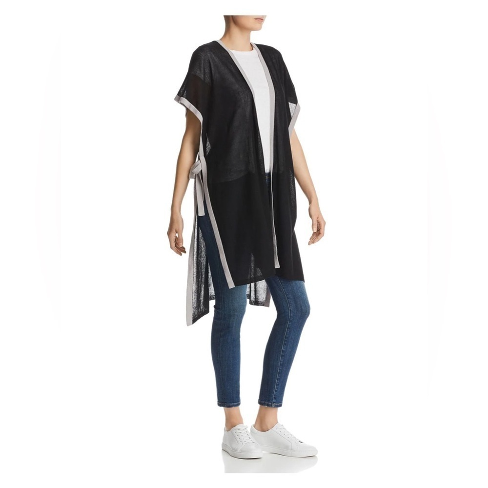 ECHO Womens Black Short Sleeve Open Front Cardigan